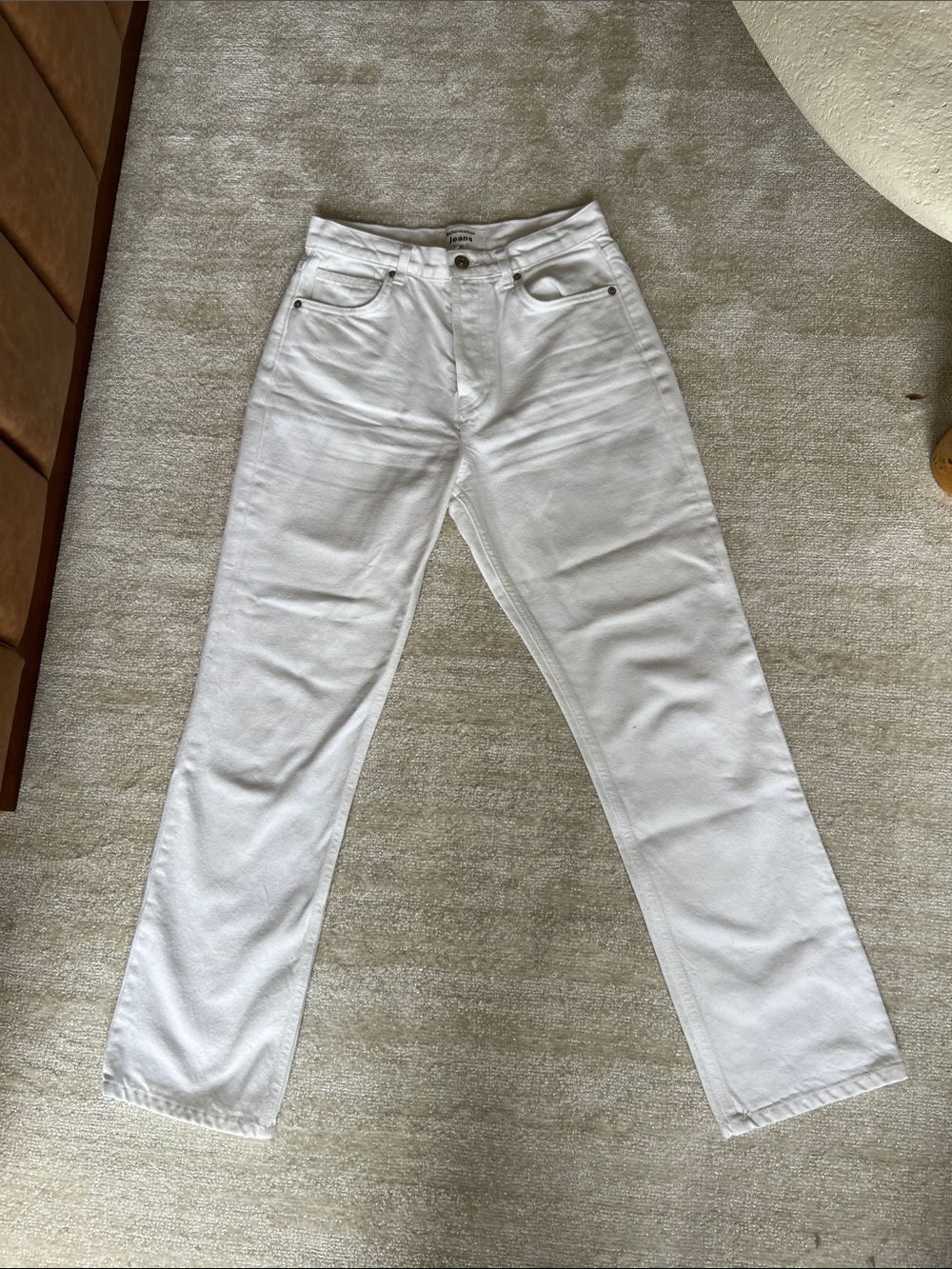 Reformation White Straight-Leg Cynthia High-Rise Jeans